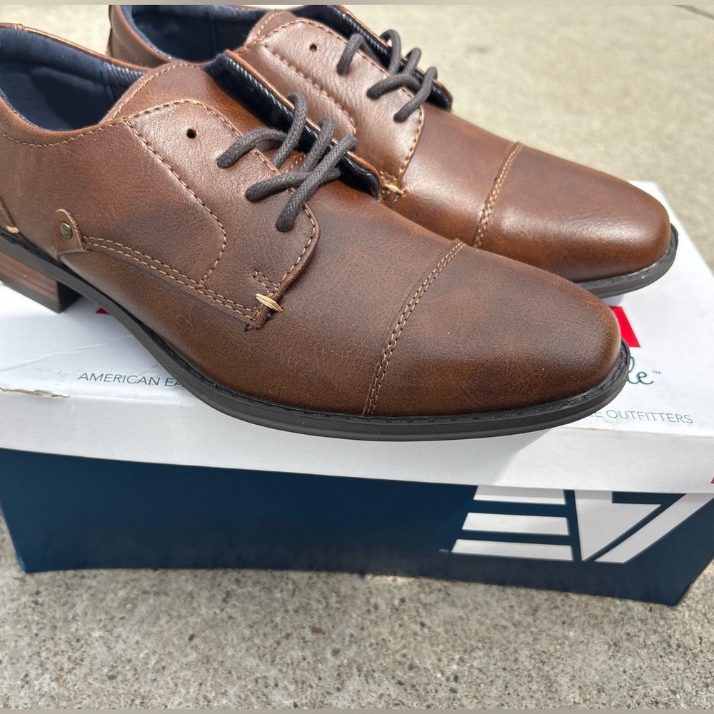 Classic Brown Leather Dress Shoes with Cap Toe